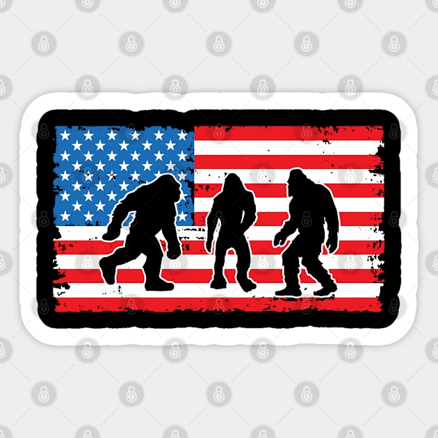 Bigfoot 4th of July USA Flag Patriotic Sticker by ssflower